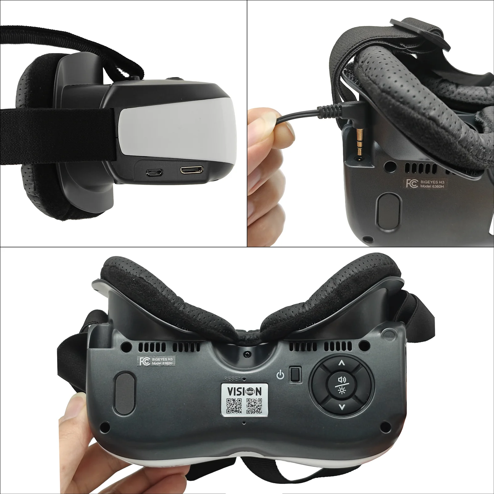 6360P ports: HDMI input, Micro USB charging, 3.5 mm audio jack and control buttons